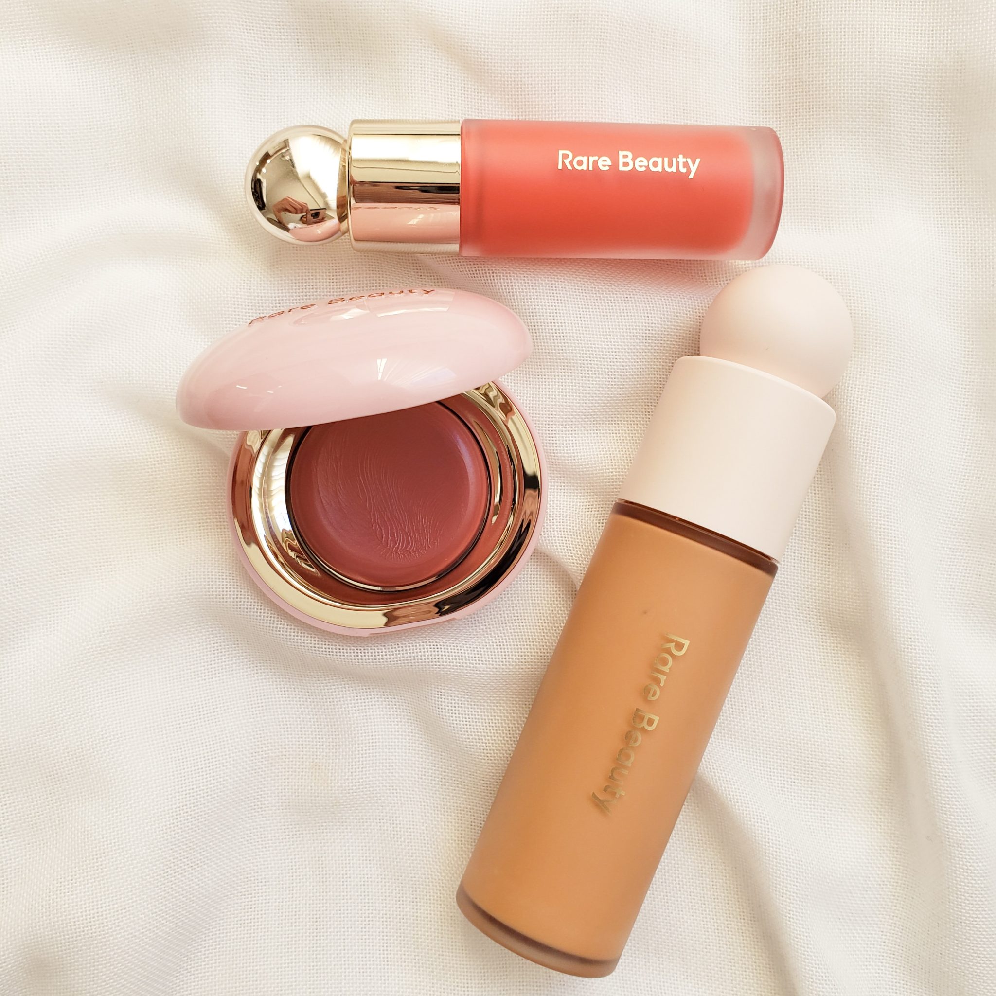 RARE BEAUTY FOUNDATION BLUSHES FACE TO CURLS